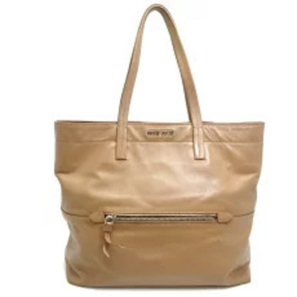 Miu Miu Vitello Soft leather tote bag exterior zippered pocket